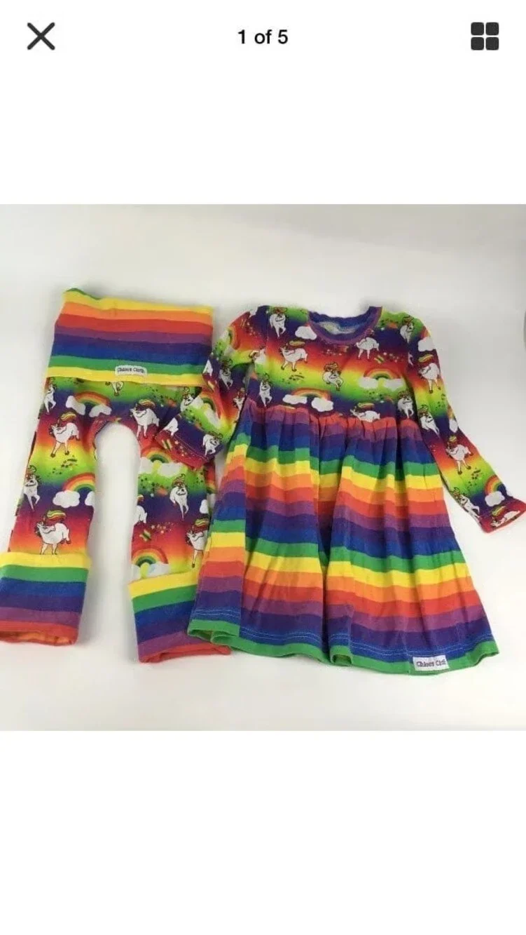 2T 3T 4T Rainbow Unicorns Playdress & Maxaloones GWM Cloth Diaper Friendly Set